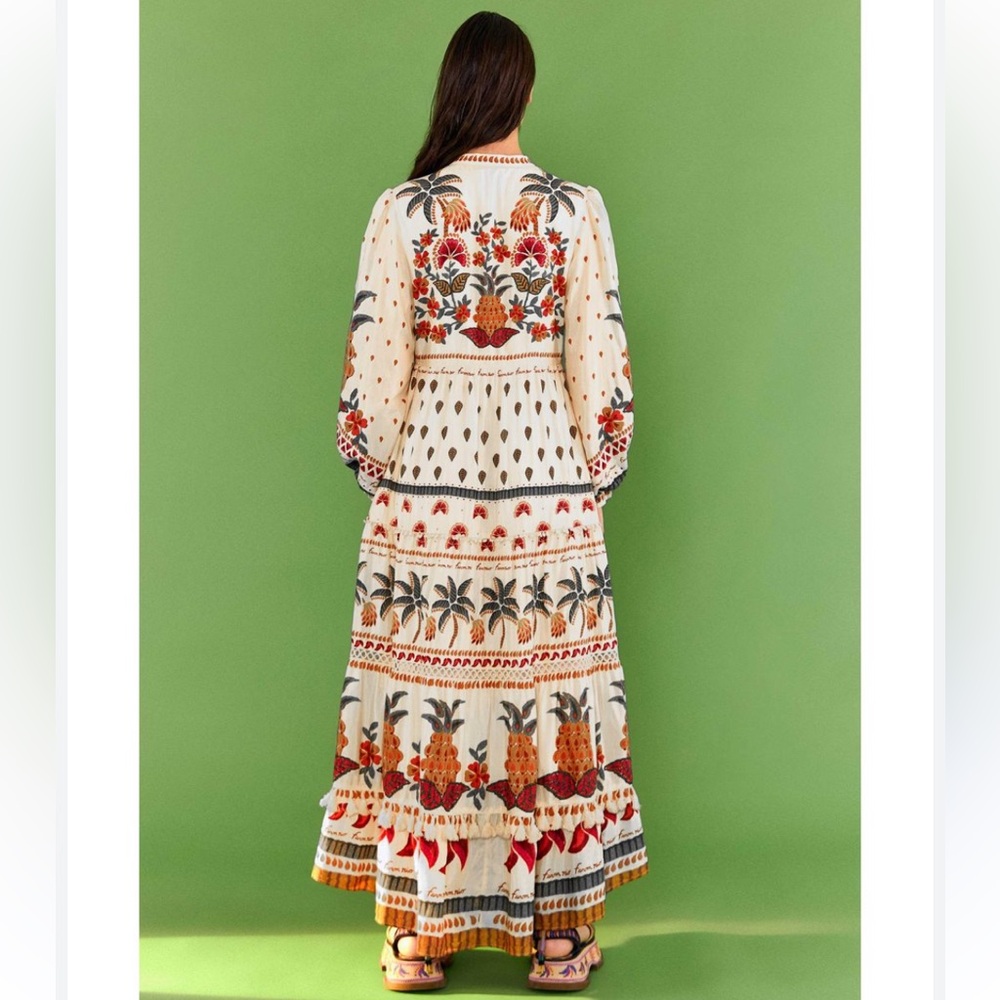 Farm Rio Off White Embroidered Maxi Dress - Picture 4 of 11